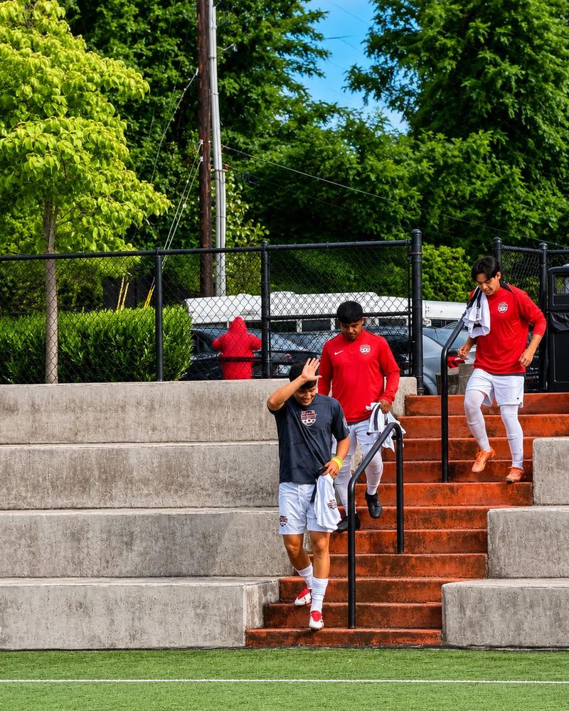 Down the steps before kick-off